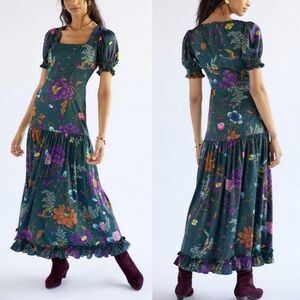 Anthropologie Hutch Floral Print Puff-Sleeved Maxi Dress, Size 2